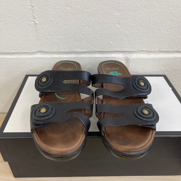 Dansko Shoes - Dansko Dixie Full Grain Black/Turquoise Women's  Leather Sandals Size US 8.5